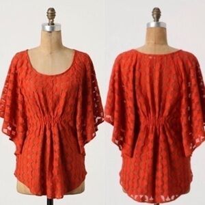 The Addison Story Anthropologie • Lunar Cycle Orange Red Blouse